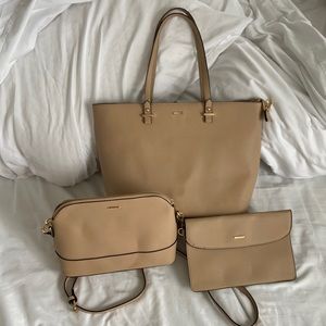 Purse 3 piece set - Shoulder bag, Messenger Bag, and clutch  Deep Apricot color